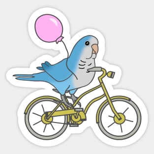 blue quaker parrot on a bike Sticker